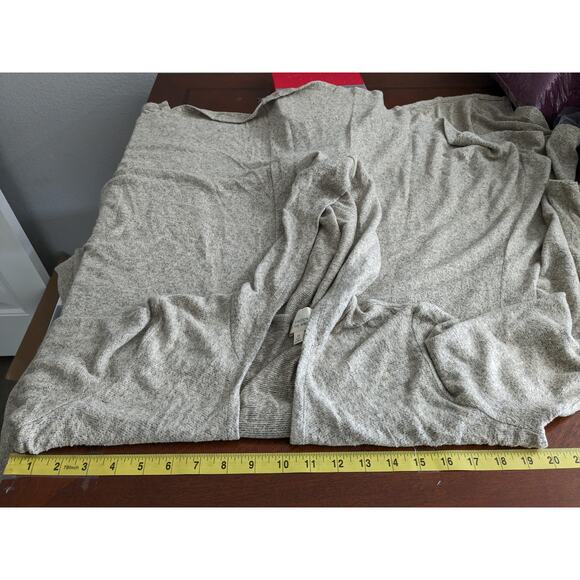 Caution To The Wind Open Front Cardigan M Beige Hooded Knit Asymmetric Waterfall - Picture 5 of 8